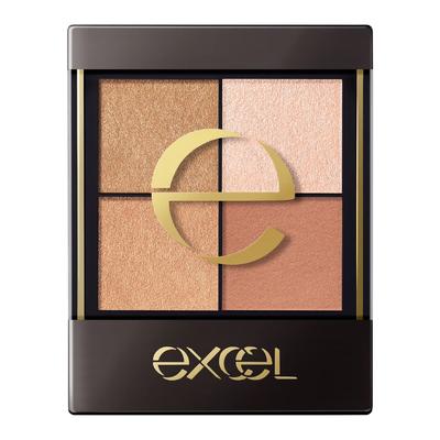 Excel Real Close Shadow CX01 Nuance Color Eyeshadow 4 3 Textures 1 Palette (Tassel Mule) Palette, Colors, (Gloss, Glitter, Matte), (x 1)