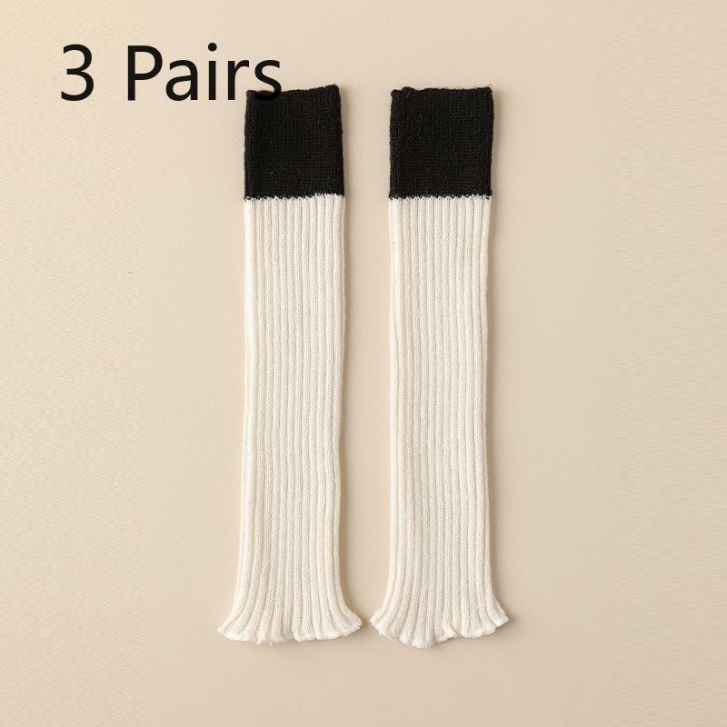 

3 пары женских осенне-зимних вязаных носков, мягких, приятных к коже, в стиле колледжа, теплых, с махрой до икры 3 Pairs белый
