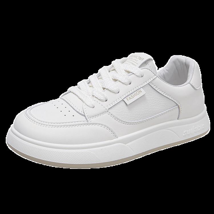 Leather little white shoes women's versatile 2025 spring new platform casual shoes women's sports shoes board shoes soft sole single shoes