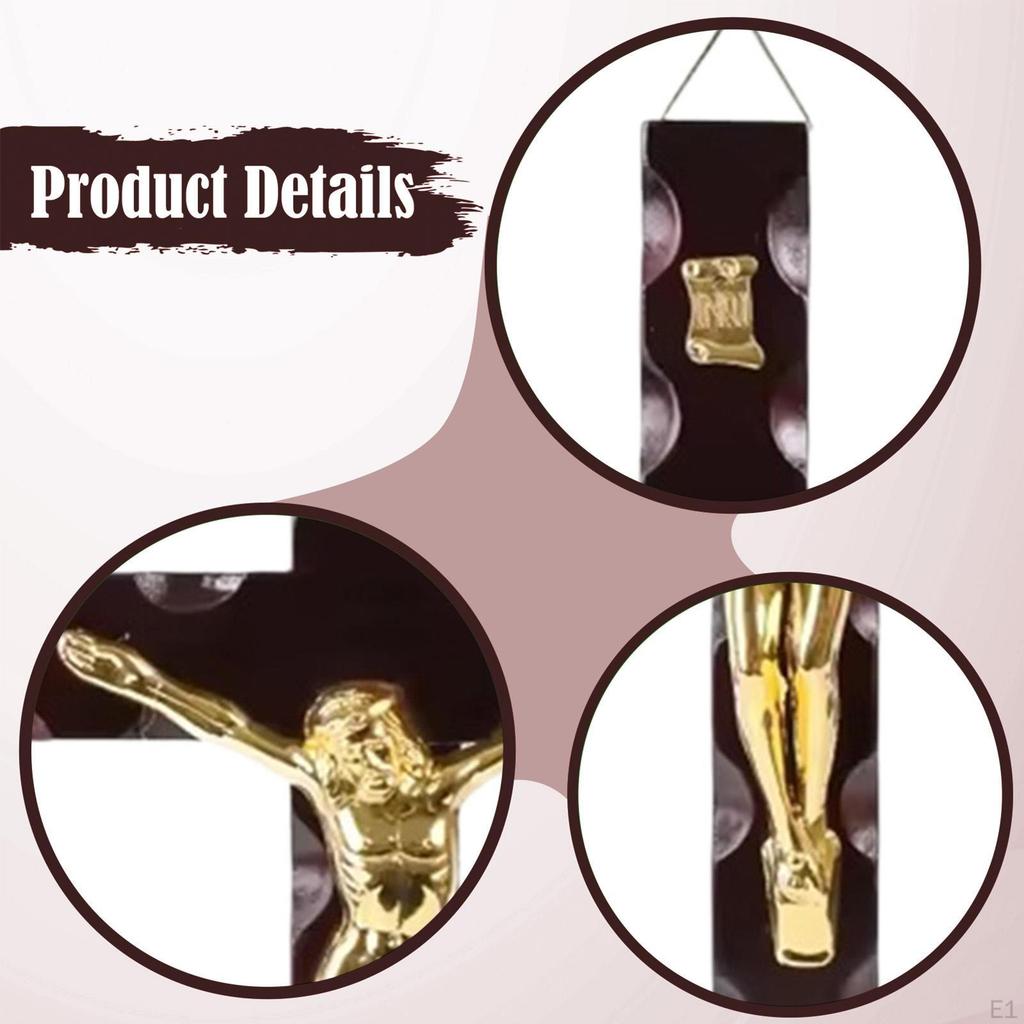 Wall Crucifix Cross Wood Jesus Sculpture Christian Figurine Pendant Religious Statue Home Decor