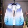 Trendy Gradient Print Hooded Windbreaker Jacket with UV Protection