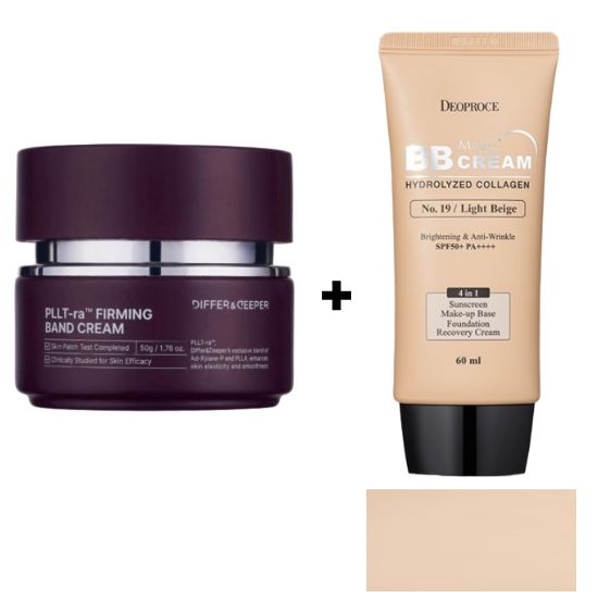 DIFFER&DEEPER PLLT-RA™ Укрепляющий крем-бандаж 50 г + DEOPROCE Магический BB-крем SPF50+ PA+++ 60 мл (#19 / #21 / #23) Firming Band Cream+ Magic BB Cream #19 Light Beige