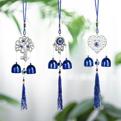 Lucky Eye Turkish Blue Evil Eye Windchime Crystal Hanging Pendant Charm Hanging Ornament Outdoor Garden Decoration Wind Chime