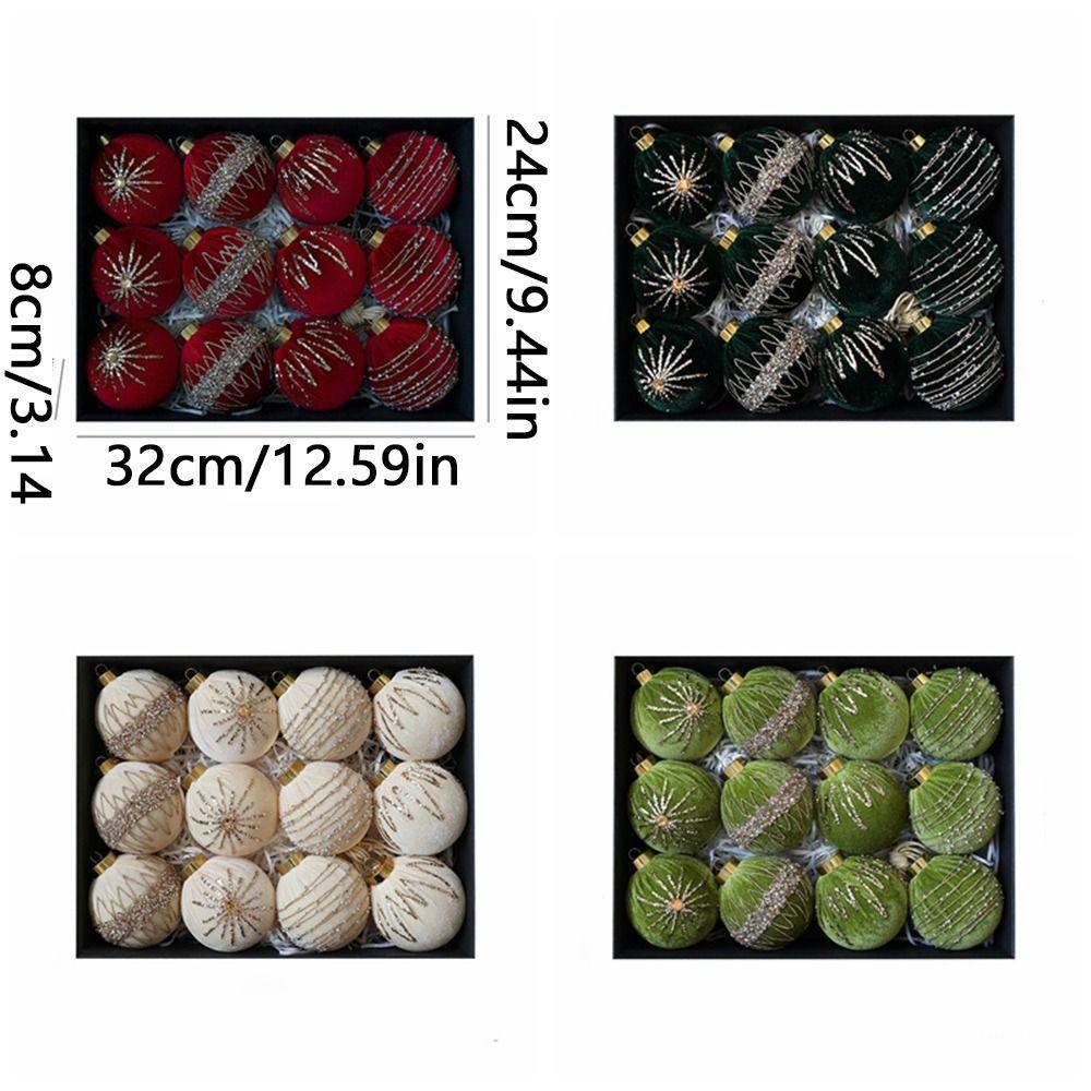 12pcs/set Sparkling Christmas Ball Ornaments 8CM Xmas Window Decor  Festive Decoration