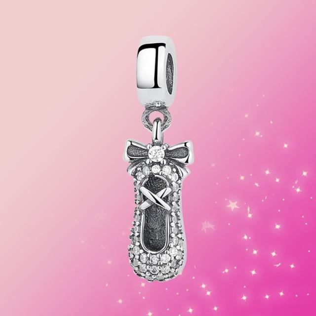 

Настоящее серебро 925 пробы, очаровательные туфли принцессы Тинкер Белл, висячие подвески, оригинальные модные женские украшения, браслет, подарок