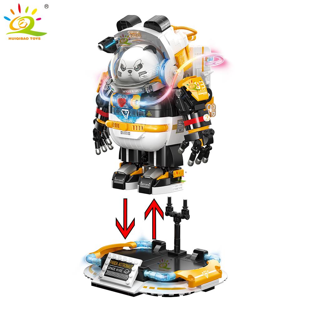 Non-Toxic Moc Space Panda Astronaut Figures Model Building Block Model Aerospace Man Diy Ornament Bricks Toy For Children Kids