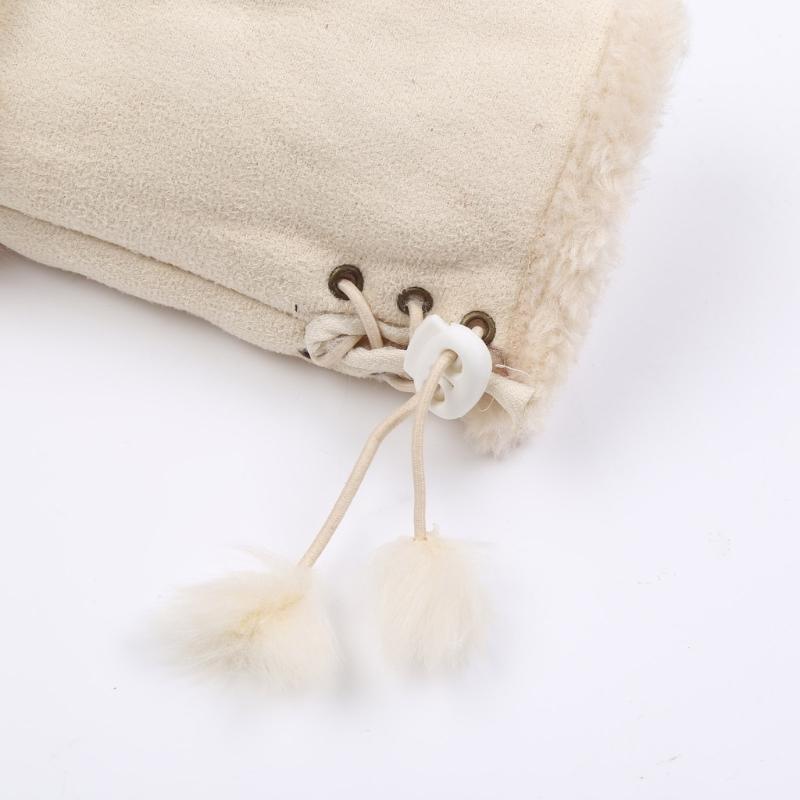 Half Finger Gloves Faux Rabbit Fur Gloves Fleece Lined Warm Gloves Solid Color Winter Thick Gloves Fingerless Mittens
