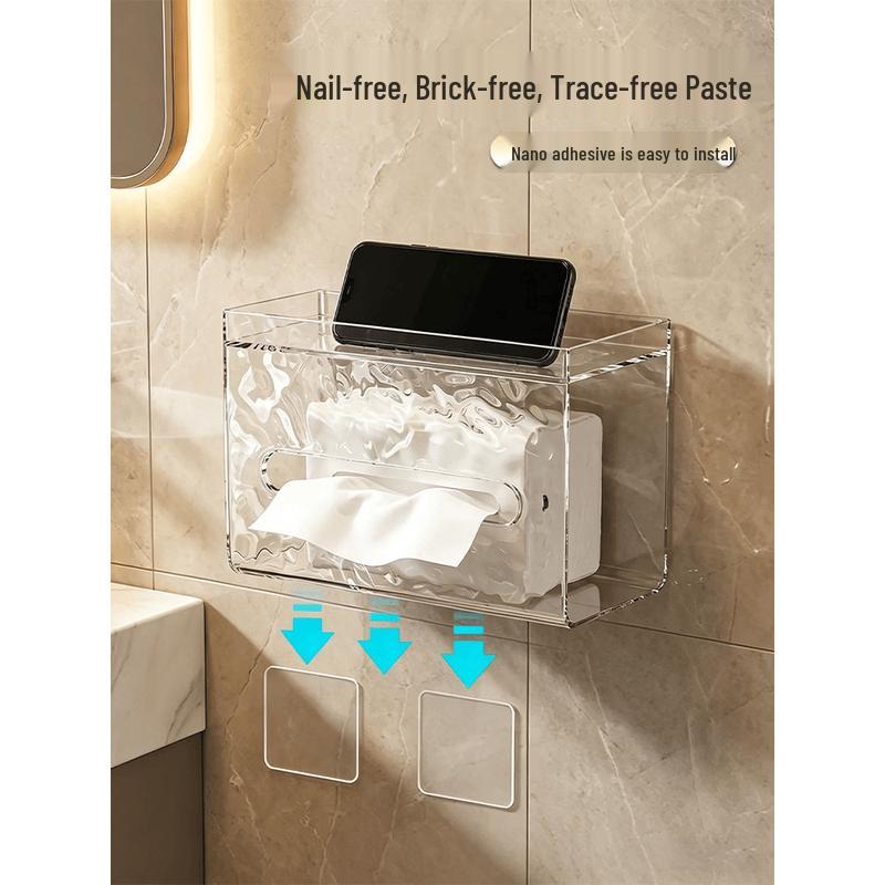 GOWKE Glacier Pattern Wall-Mounted Bathroom Storage Box for Tissues & Face Towels