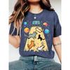 Women's Summer UFO Abducting Cute Cat Print Crew Neck Short Sleeve T-shirt