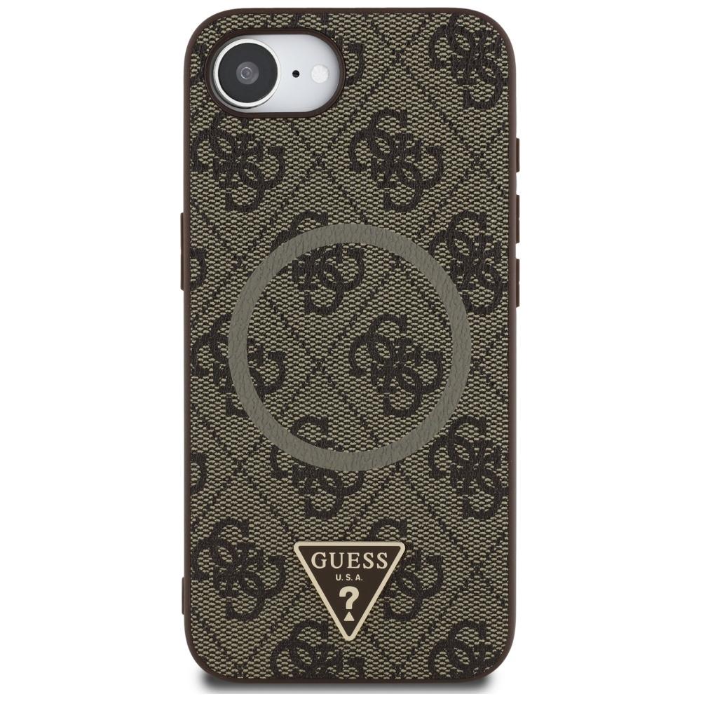 Coque Guess 4G avec Anneau et Logo Triangle MagSafe pour iPhone 16e / 17e Marron