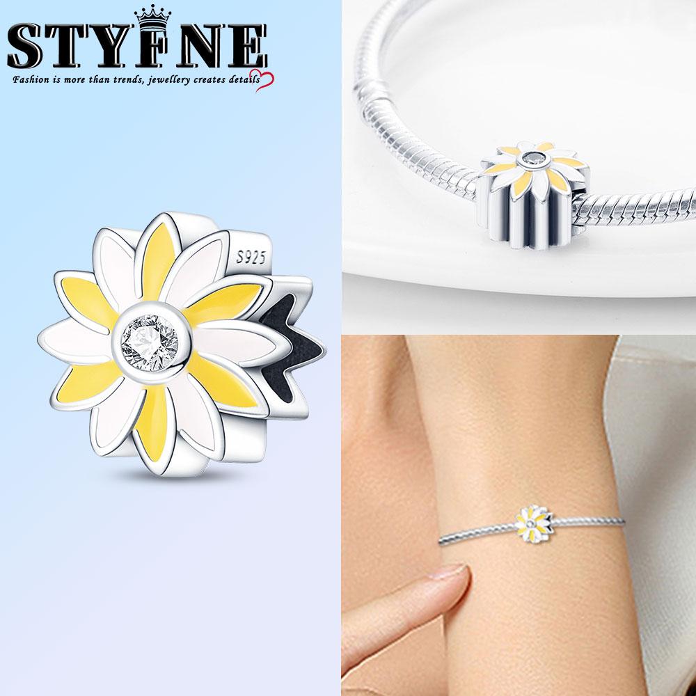 Copper Bouquet Romantic Flower Sunflower Chrysanthemum Charm Beads Suitable Original Bracelet Diy Gifts Jewelry