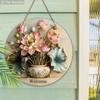 Rustikales Lotus Bonsai Holz Willkommensschild - Künstlerische Dekorative Hängeplakette - Idealer Hängeschmuck für Zuhause