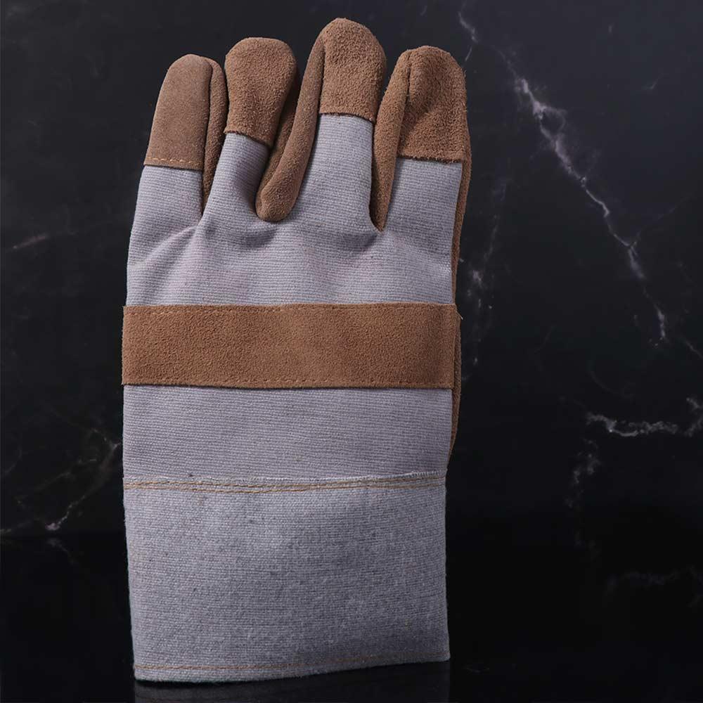 1 Pair Thickened Leather Work Gloves Abrasion Resistant Gardening Gloves for Construction Mechanic
