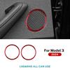 For Tesla Model 3 Highland 2024 2025 Real Soft Carbon Fiber Rear Door Audio Ring Trim Sticker Car High Quality Accessories