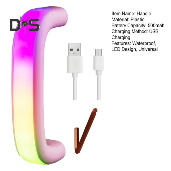 LED Light-Up Cup Handle for 30oz/40oz Rechargeable Waterproof Glow Grip with 6 Color Modes & 7H Runtime Night Light Cup Accessory