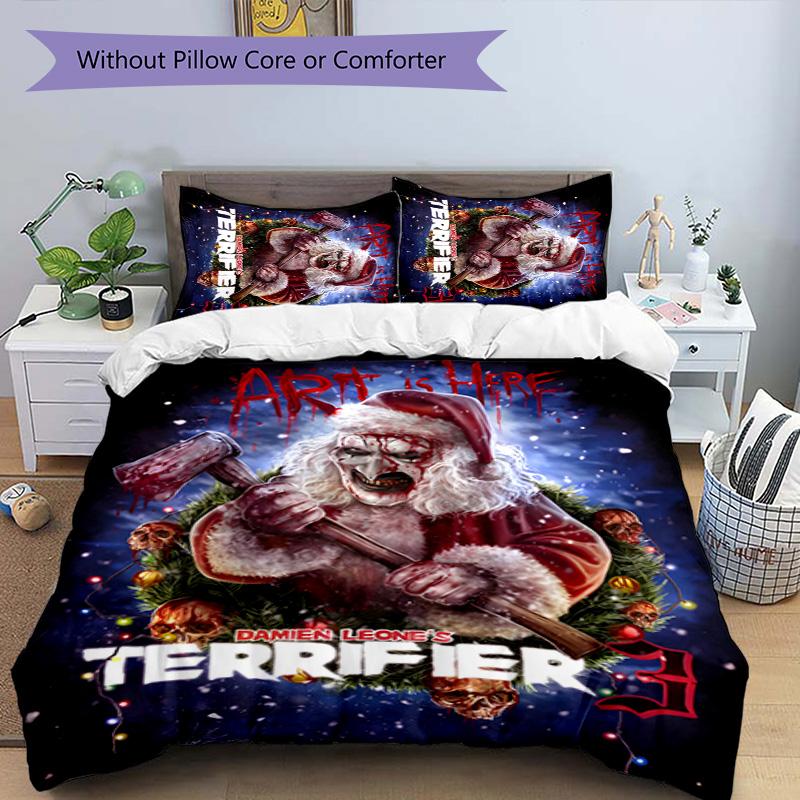 3pcs Art the Clown Terrifier5 Pattern Bedding Set Duvet Cover Set Includes Duvet Cover &pillowcases, Perfect All Season Bedroom Decoration & Gift
