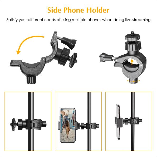 Accessori per la fotografia Supporto universale per telefono cellulare Supporto girevole a 360 gradi Treppiede Monopiede Morsetto Clip per streaming live