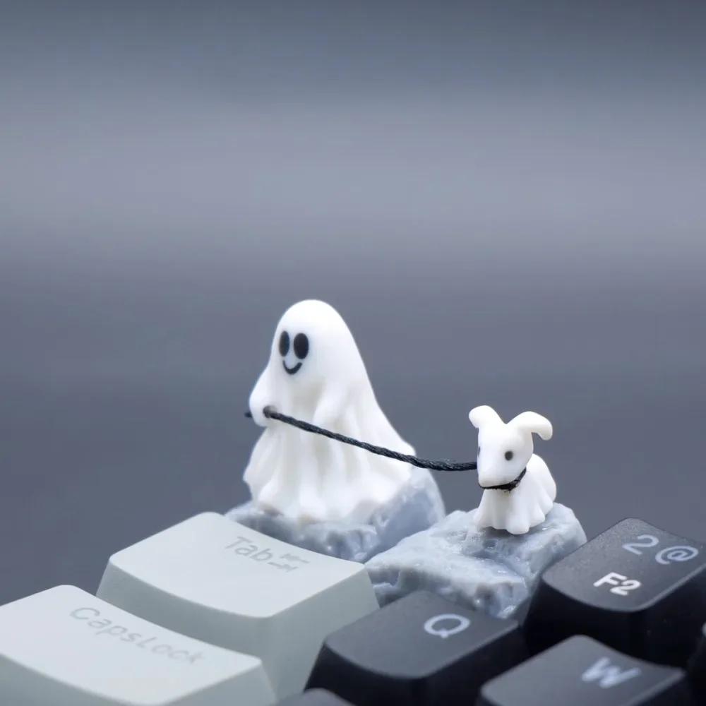Ghost Dog Theme Keycap Resin Personality Custom Magnetic Keyboard Cap Cherry MX 1U KeyCap for Mechanical Keyboard Accessories