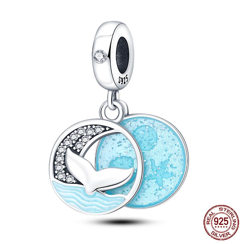 Original Ocean Series Fit 3Mm Bracelet 100% Authentic Copper Turtle Crab Mermaid Charm Beads Diy Jewelry Gift