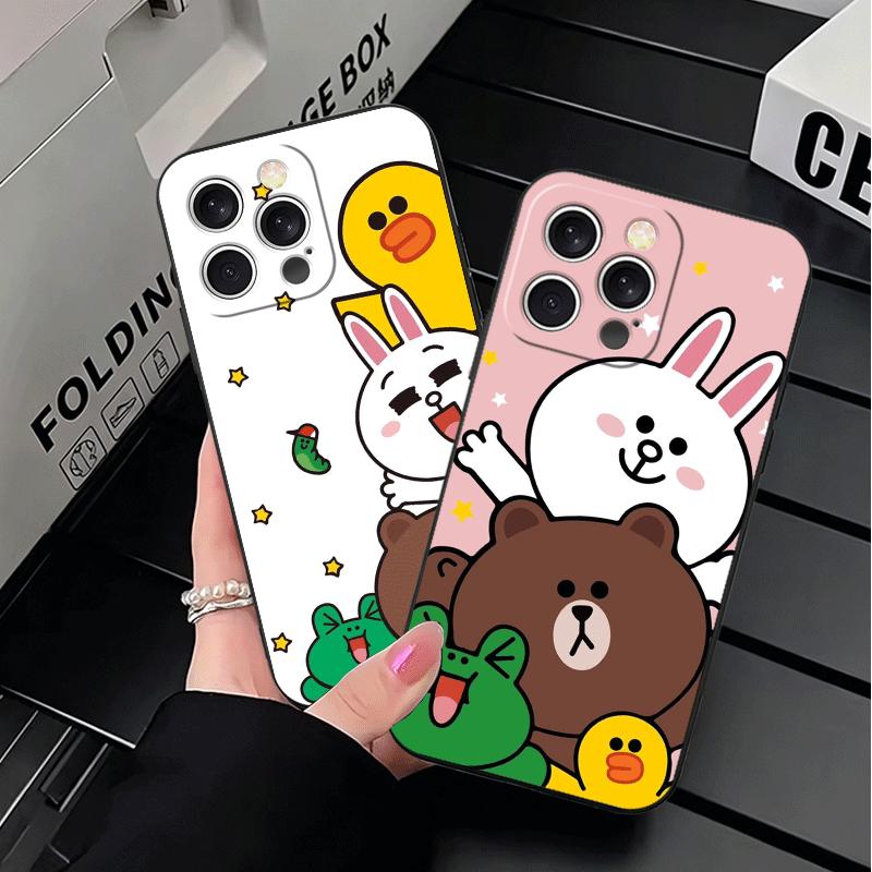Cartoon Bear B-Browns C-Conys Soft Phone Case for iPhone 16 16E 17 Air 15 Pro Max 14 Plus 13 Mini 11 12 7 Black Cover Back Shell