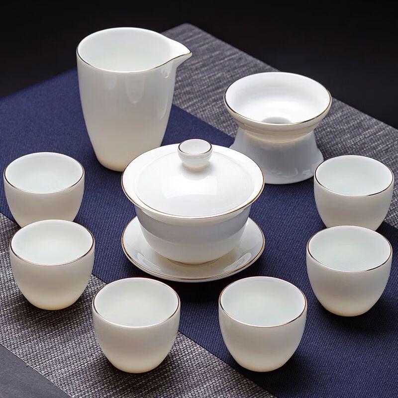 Jiakangming Mutton Fat Jade White Porcelain Gongfu Tea Set