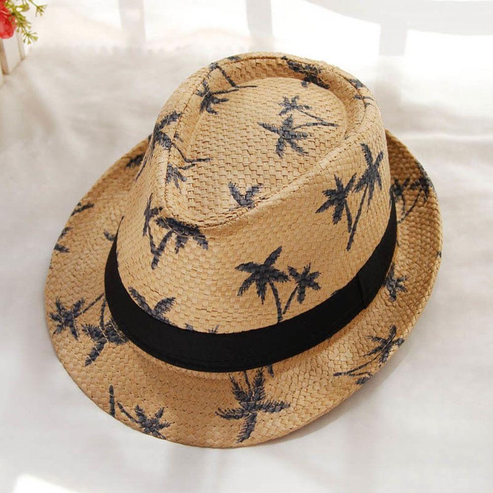 UV Protection Straw Hat Wide Brim Panama Cap Summer Jazz Hat  Men Women