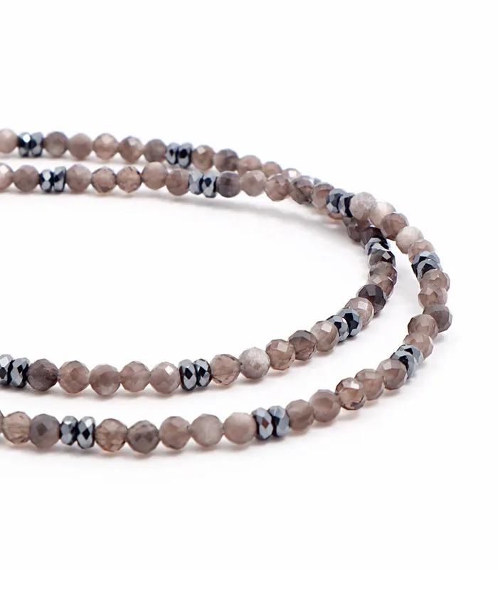 Smoky Crystal Micro Bead Bracelet (PLT-BR-107_BR)