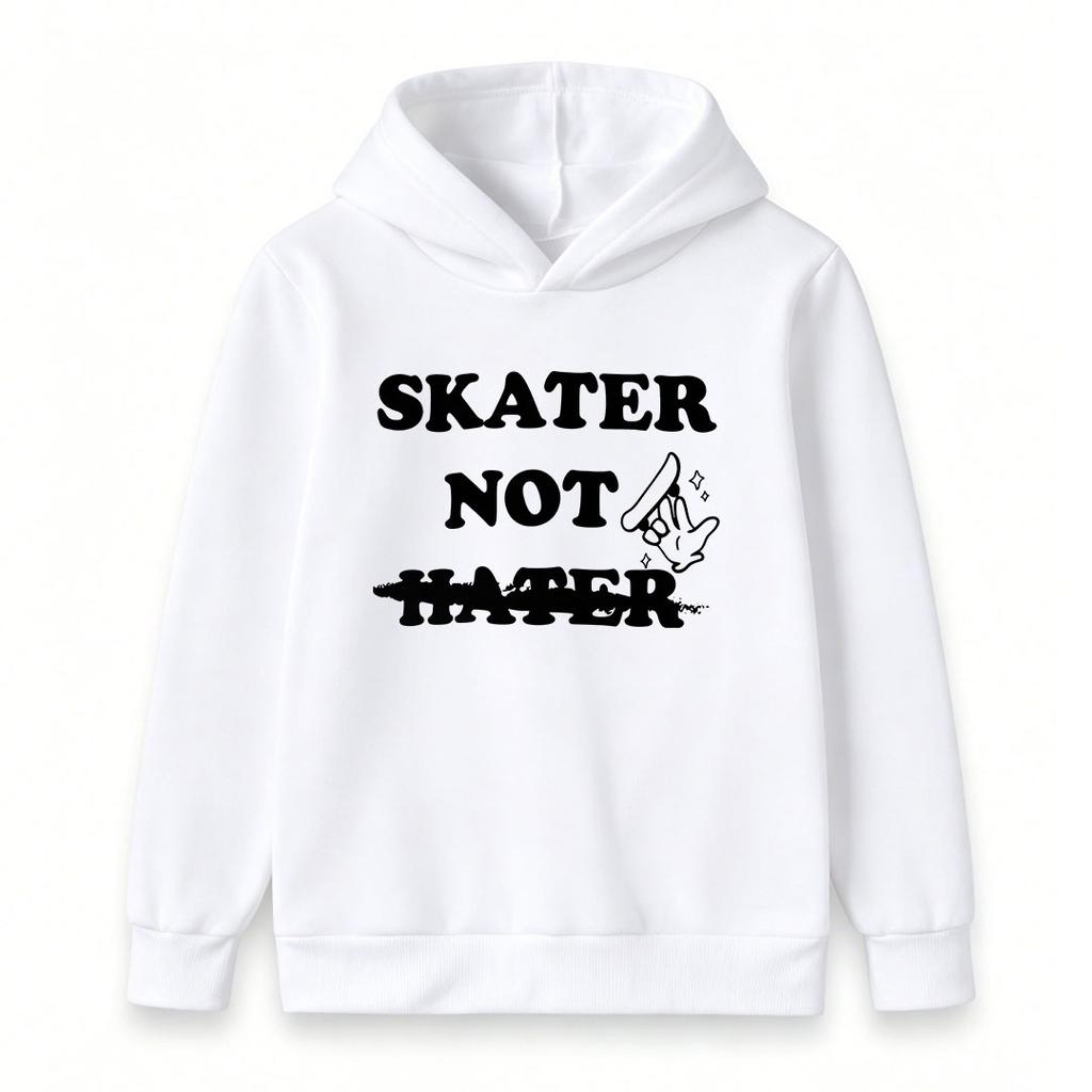 Kids Boys Girls Crewneck Hoodie, Casual SKATER NOT Skateboarding Graphic Pullover Sweatshirt, Soft Lightweight Long Sleeve Top for Daily Wear Skate Lo