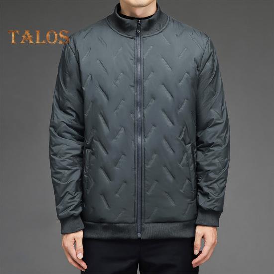 Męski zimowy płaszcz bawełniany z kieszeniami, kołnierzem stójką, długim rękawem, pogrubioną aksamitną podszewką, kurtka wiatroszczelna