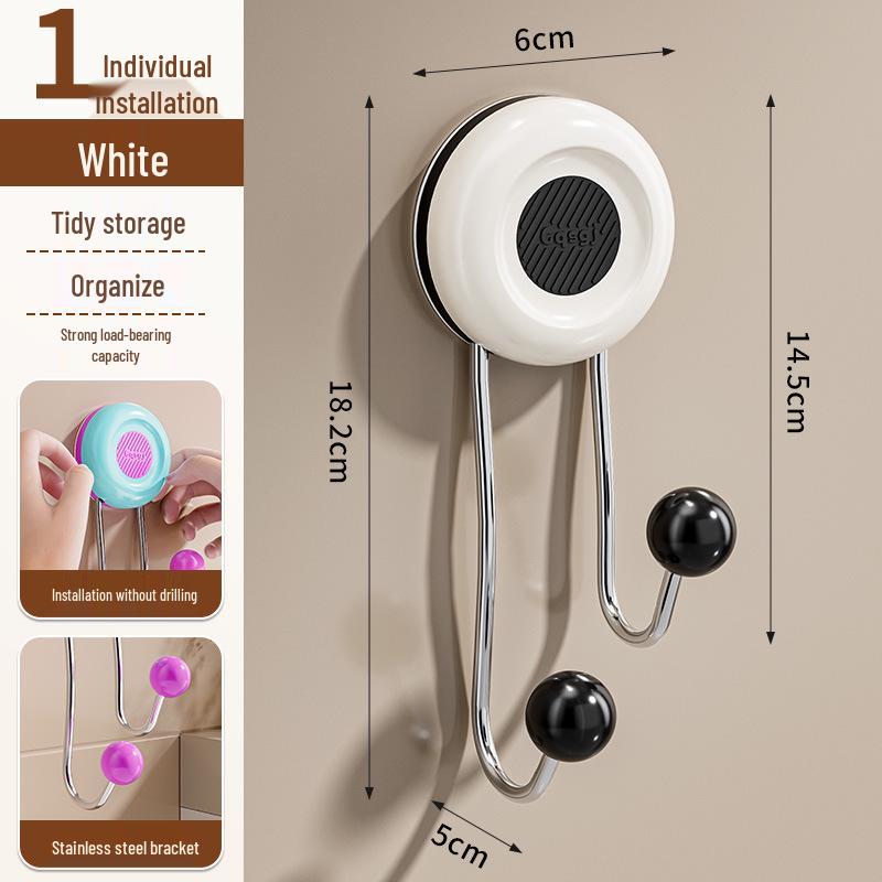 No-Drill Adhesive Hook: Strong, Multi-Functional Clothes Hanger for Bathroom/Door белый