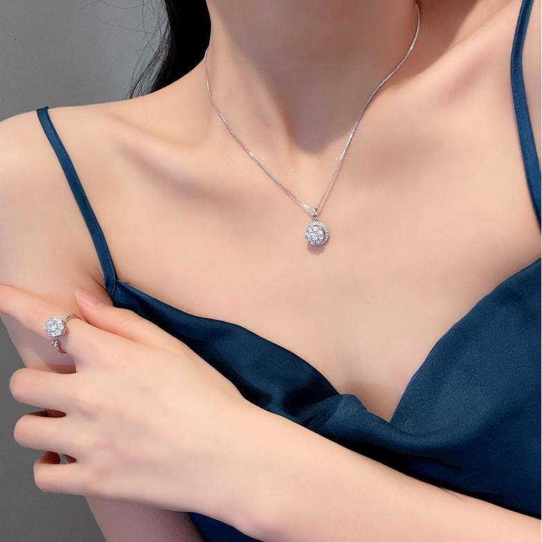 Christmas Gift Women Fashion diamond Necklace Earrings Rings Jewelry Sets