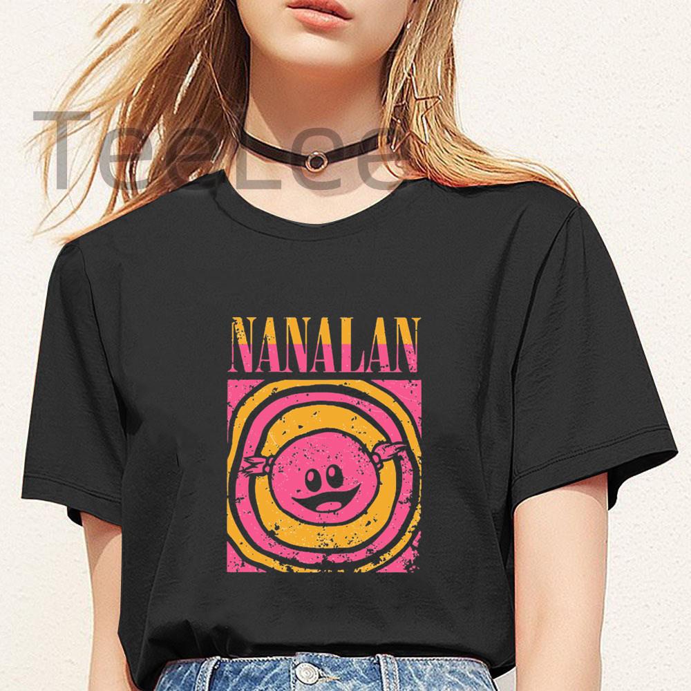 Cute Nanalan Unisex Tshirts Anime Graphic Print Whos That Wonderful Girl Summer Black T Shirt Unisex Tops Harajuku Female Clothes