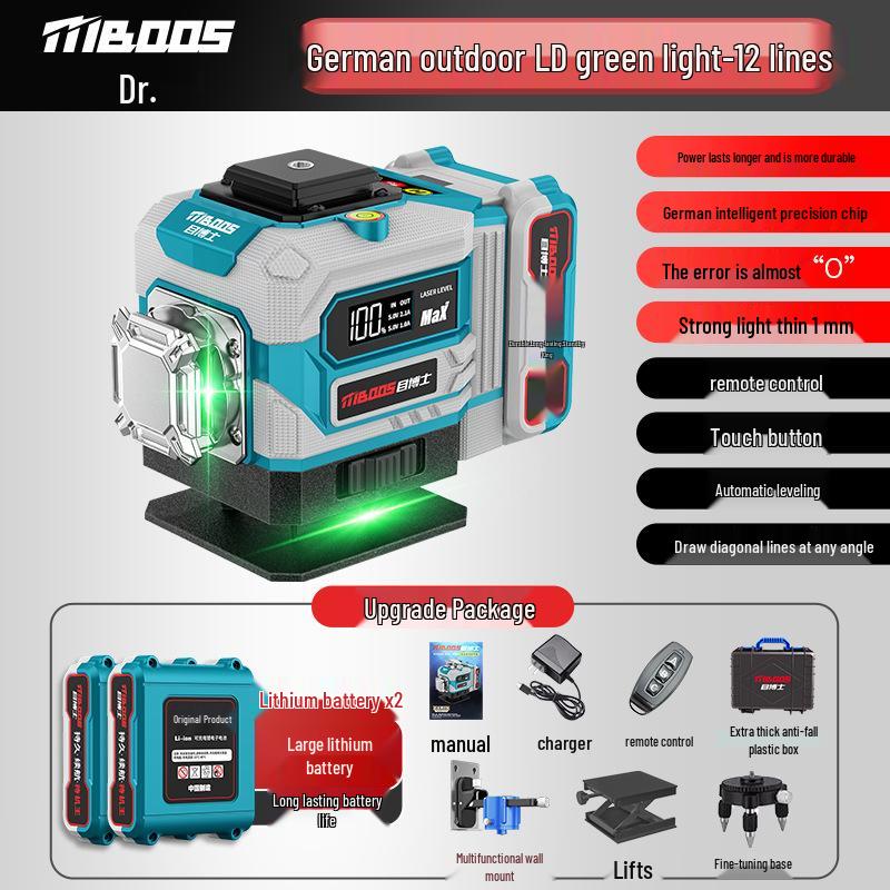 High Precision 16-Line Green Laser Level with Infrared and Strong Light