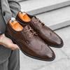 Brittiska herrskor i läder Koreansk version spetsiga läderskor vardagliga herrskor överpassande mångsidiga stor storlek trendiga skor Doudou-skor herr