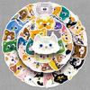 50 Cute Hand-Drawn Cat Head Graffiti Stickers – Cartoon Animal Decor for Phone Cases and Water Bottles