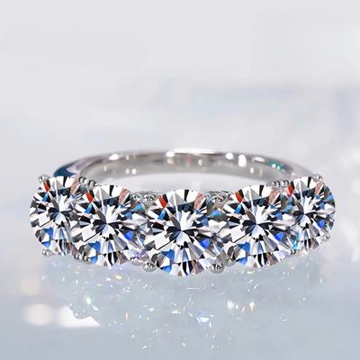 Anello completo di Moissanite da 5 mm 6,5 mm per donna S925 Sterling Silver Eternity Sparkling Diamond Band Anelli di nozze Gioielli GRA