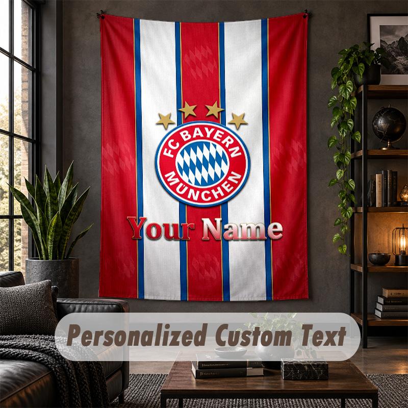 Personalized Wall Tapestry,Bayern Munich Custom Text, Soft Fabric Wall Art For Indoor Decoration