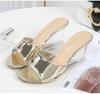 Dames Zomer Nieuwe Sexy Kristal Transparante Hoge Hakken Glas Strass Helling Hak Lakleer Slippers 1098 Serie 6cm LFD