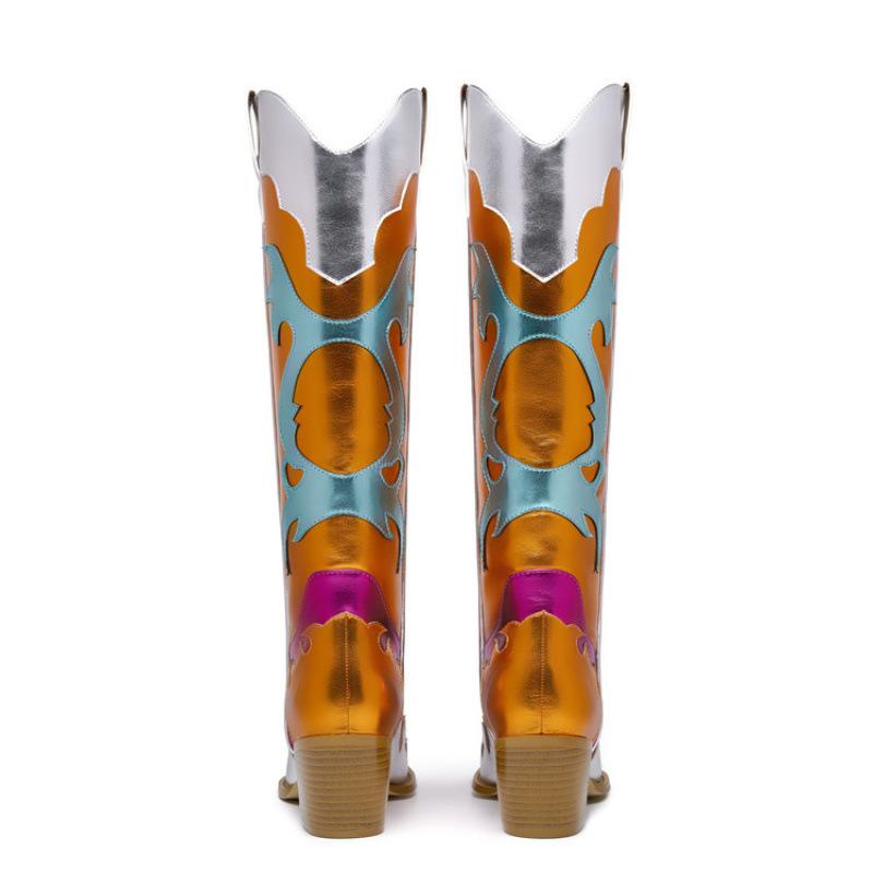 New women's leather boots 20252025 popular western women's boots large size knee boots high heel women's leather boots