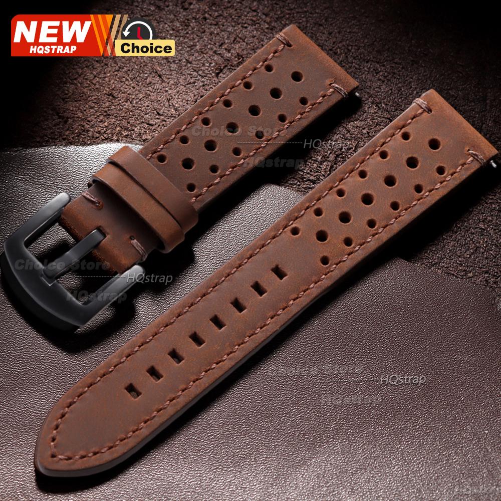 18/19/21/24mm 20/22mm Perforated Breathable Watch Strap for Seiko Bracelet for Rolex Band Smartwatch Leather Men Women Wristband