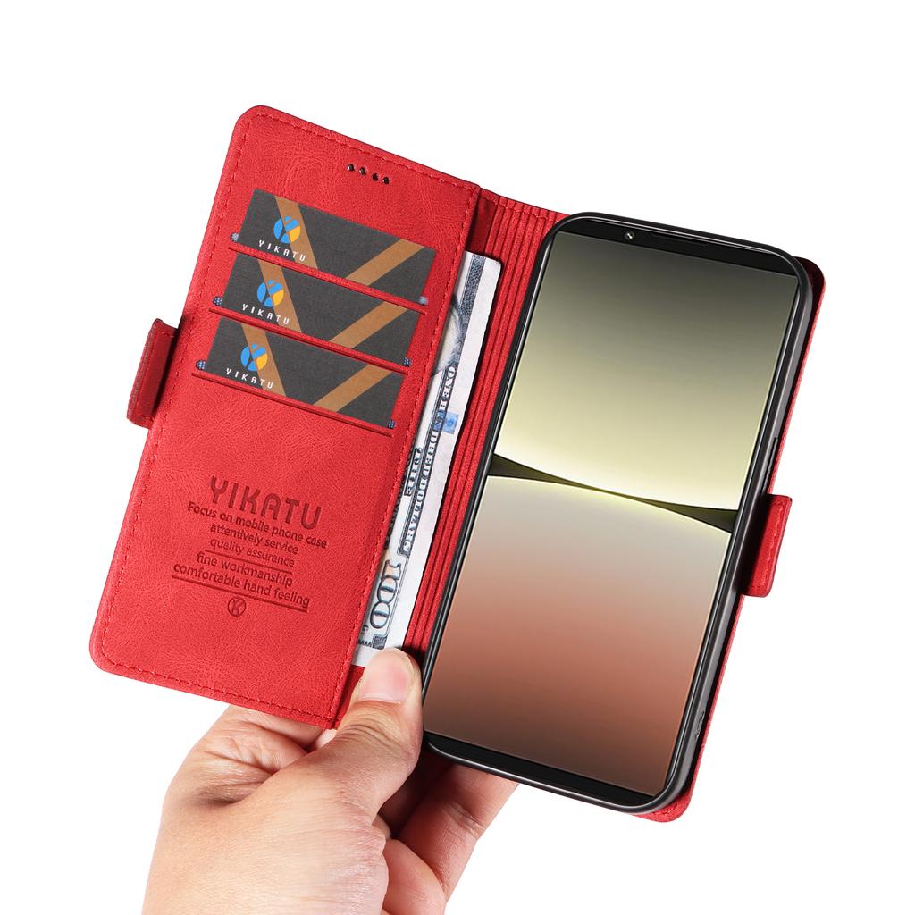 Brieftaschen-Handyhülle aus Nubuk-PU-Leder mit Kartenfächern und seitlicher Schnalle für Sony Xperia 10 IV, Xperia 1 IV, Xperia 5 IV, Xperia 1 V, Xperia 10 V, Xperia 1 III ...