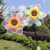1 Piece Colorful Film Illusionary Flame Color Changing Sunflower Windmill Double-Layer Wind Spinner Kids Toys Garden Decor