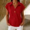 Women V Neck Button Down Shirt Short Sleeve Casual Blouse Lightweight Relaxed Fit Summer Top