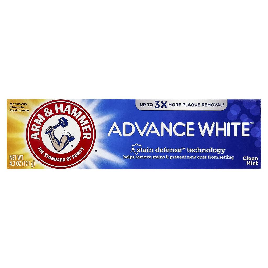 Arm & Hammer Advancewhite, Pasta de Dentes com Flúor para Prevenção de Cáries, Menta Limpa, 121G(4.3Oz)