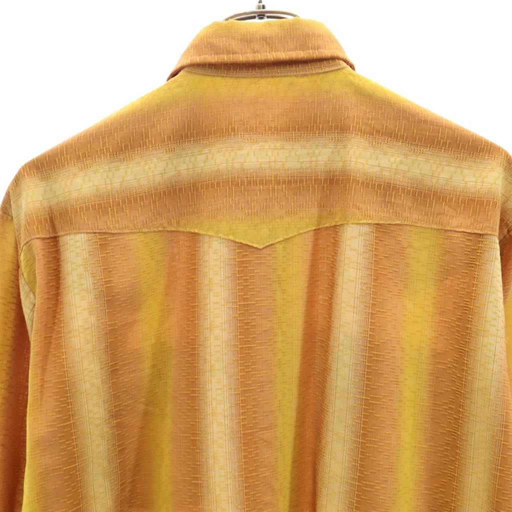 Vintage 70s Striped Pattern Long Sleeve Western Shirt 16/33 Orange Men's Used