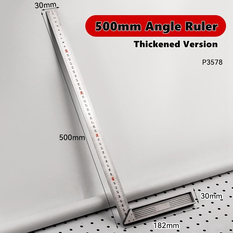 300/500mm Aluminiumlegierung Quadratisches Lineal Rechtwinklig 90° Winkelmesser Holzbearbeitungslineal Stahl Winkelmesser Messwerkzeuge Messlehre
