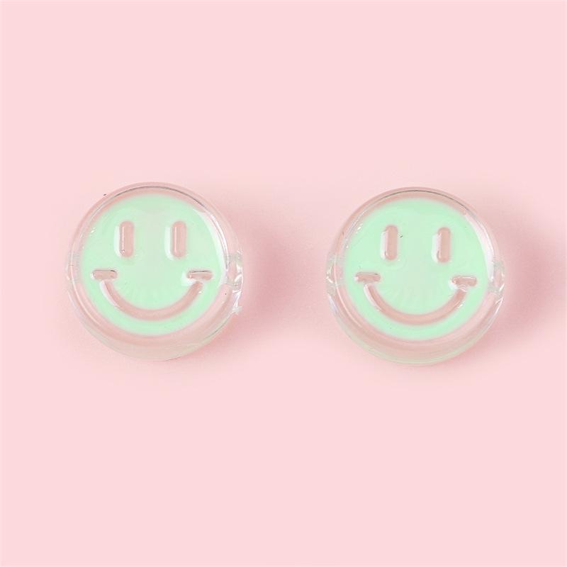 Dripping Oil Transparent Smiley Face Acrylic Beads for DIY Jewelry Accessories