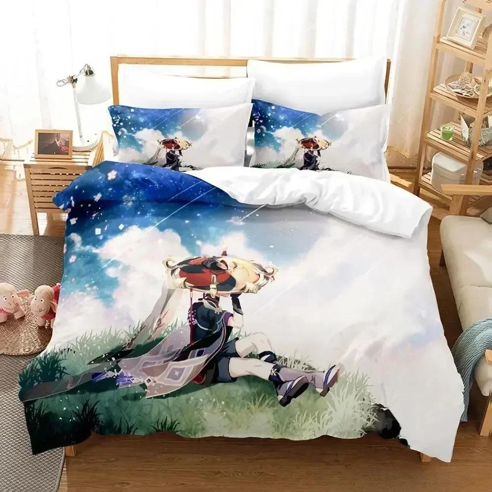New Game Genshin Impact Scaramouche Bedding Set Printed Bed Set With Pillowcase Duvet Cover Soft Queen King Size Bedclothes Home