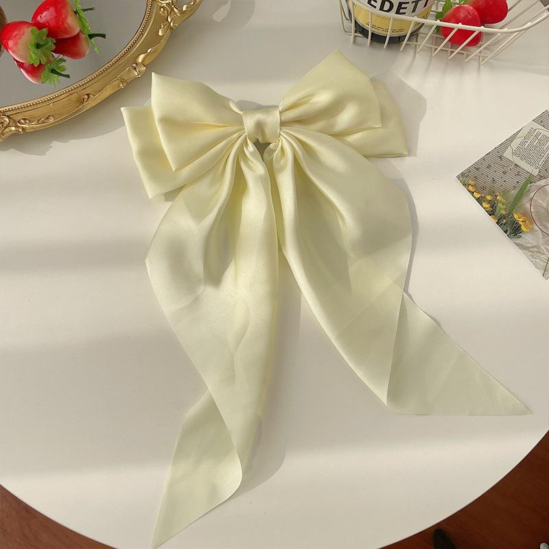 11 Solid Color Satin Ribbon Big Bows Hairpin Spring Clips Hair Accessories for Women Girls Trendy Korean Summer Headwear