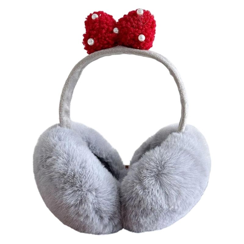 Multipurpose Plush Thermally Earmuffs With Cute Bows Design Comfortable Winter Ear Warmers For Cold Weather Activities